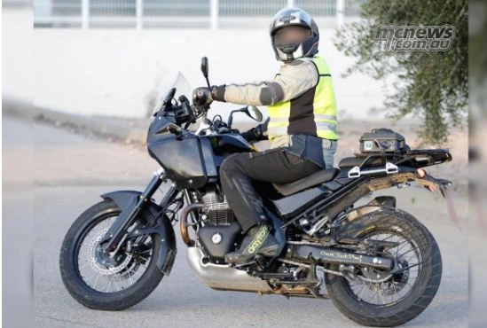 Royal Enfield Himalayan 750 adventure motorcycle spotted during testing in Europe.