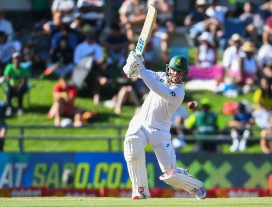 Ryan Rickelton playing a shot during South Africa vs Pakistan 2nd Test Day 2