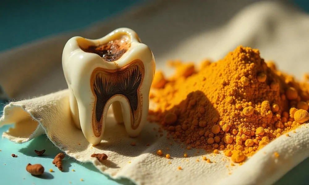 Turmeric and coconut oil mix for tooth decay treatment