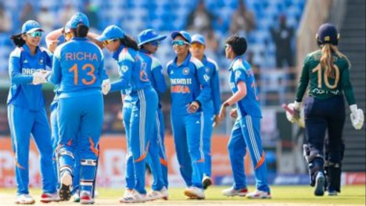 Smriti Mandhana and Gaby Lewis during the 1st ODI between India and Ireland in Rajkot.