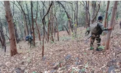 Security forces during a nighttime operation in Chhattisgarh's forest area