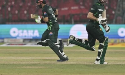 Salman Agha and Mohammad Rizwan celebrating centuries in Pakistan's win over South Africa