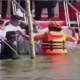 President Droupadi Murmu taking a holy dip at the Triveni Sangam during Maha Kumbh in Prayagraj.