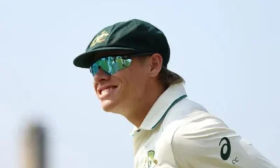 Cooper Connolly in Australian cricket gear during his Test debut at the Galle International Stadium.