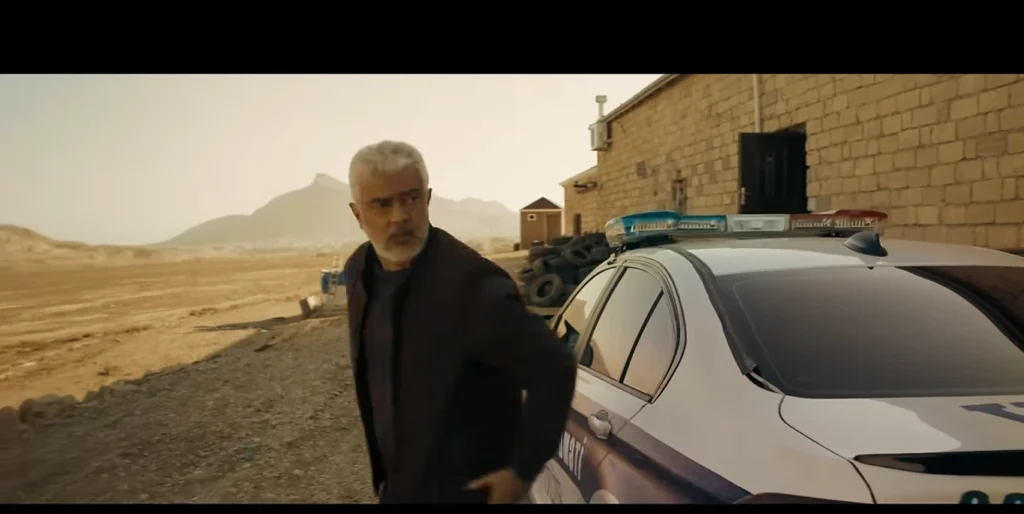 Ajith Kumar and Trisha in a scene from the movie Vidaamuyarchi