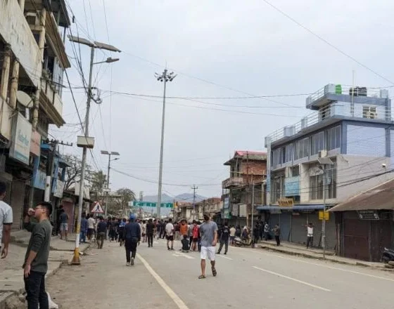 Protesters in Churachandpur amid clashes following attack on Hmar leader