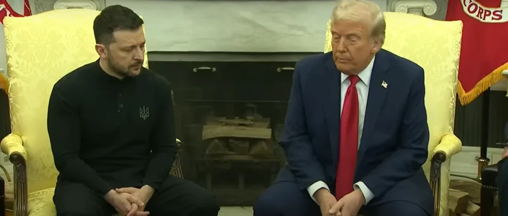 Donald Trump, JD Vance, and Volodymyr Zelensky in a tense Oval Office meeting