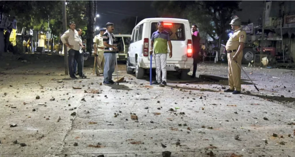 Police vehicles damaged during Nashik demolition violence