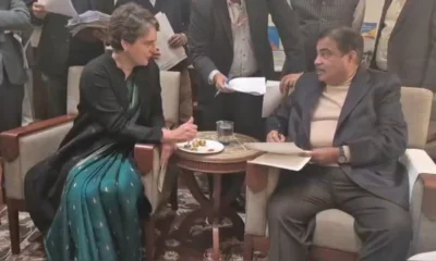 Priyanka Gandhi meets Nitin Gadkari (1)