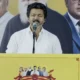 Tamil Nadu CM Vijay speaking on stage